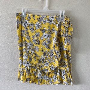 Yellow floral wrap skirt